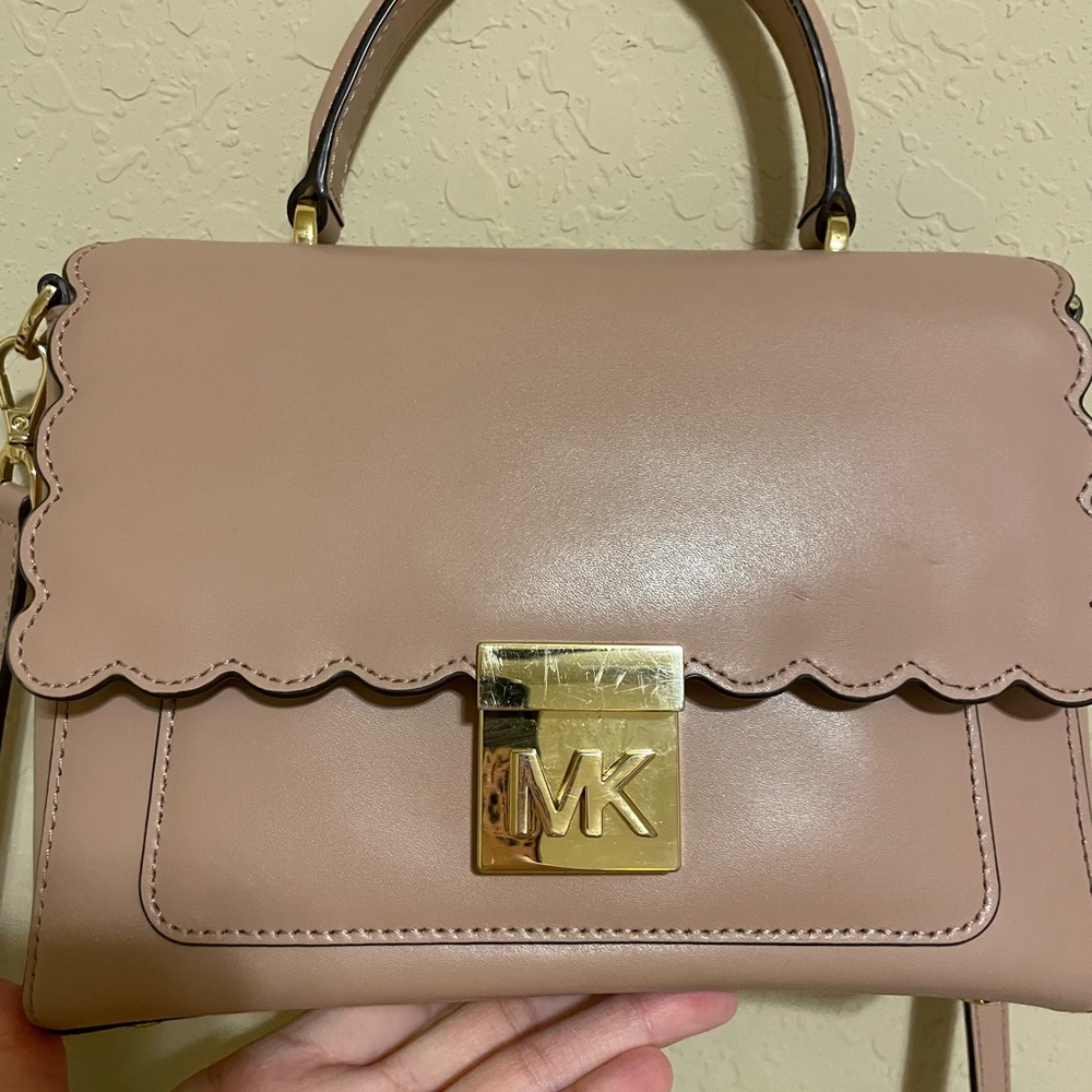 Michael Kors Mindy Medium Convertible top handle Leather Purse- Blush Pink